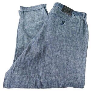 Banana Republic Linen Blend Pants Men 35x30 Blue Mason Athletic-Tapered Fit NWT